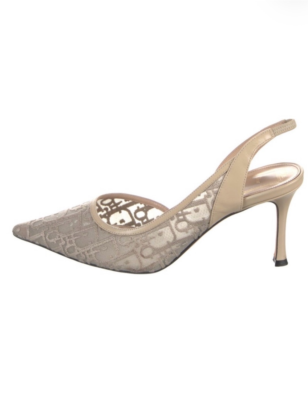Dior Beige Monogram Pointed Slingback Heel